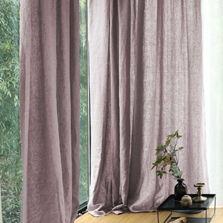 Wabi Sabi Pure Flax Linen Dusky Pink Heavy Semi Sheer Curtain 2