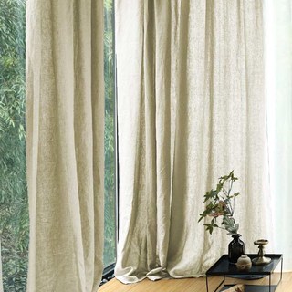Wabi Sabi Pure Flax Linen Natural Color Heavy Semi Sheer Curtain