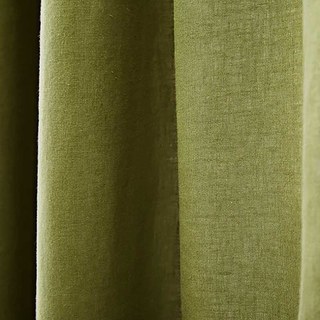 Wabi Sabi Pure Flax Linen Olive Green Heavy Semi Sheer Curtain 5