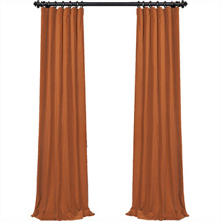 Fine Apricot Orange Velvet Curtains 3
