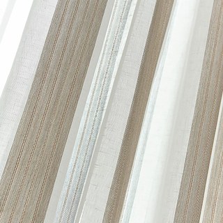 Moondance Haze Blue Mocha Striped Semi Sheer Voile Curtains 3