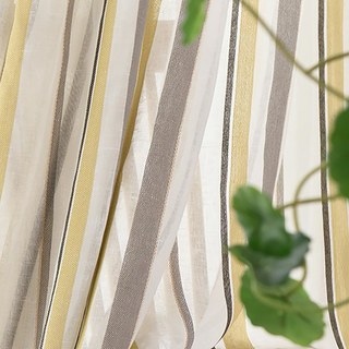 Moondance Yellow Grey Striped Semi Sheer Voile Curtains 7