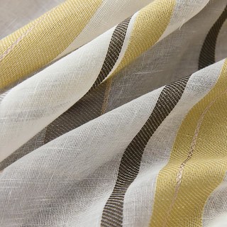Moondance Yellow Grey Striped Semi Sheer Voile Curtains 6