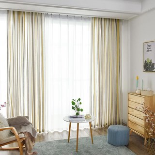 Moondance Yellow Grey Striped Semi Sheer Voile Curtains 5