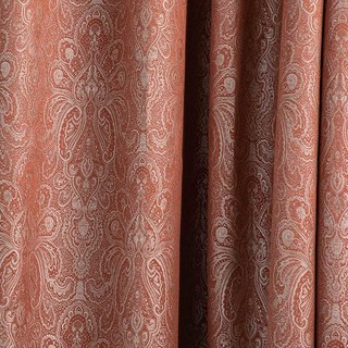 New Classics Luxury Damask Jacquard Terracotta Burnt Orange Rust Red Curtain 5