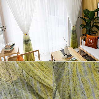 Brush Strokes Yellow Sheer Curtains 4