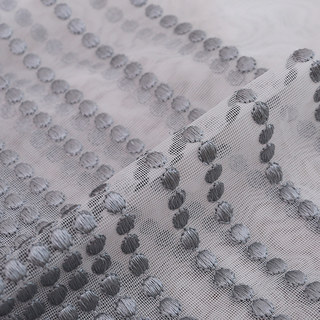 Embroidered Blue Grey Dotted Dot Sheer Curtain