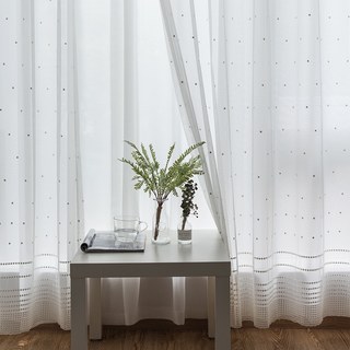 Embroidered White Dotted Dot Sheer Curtain 4