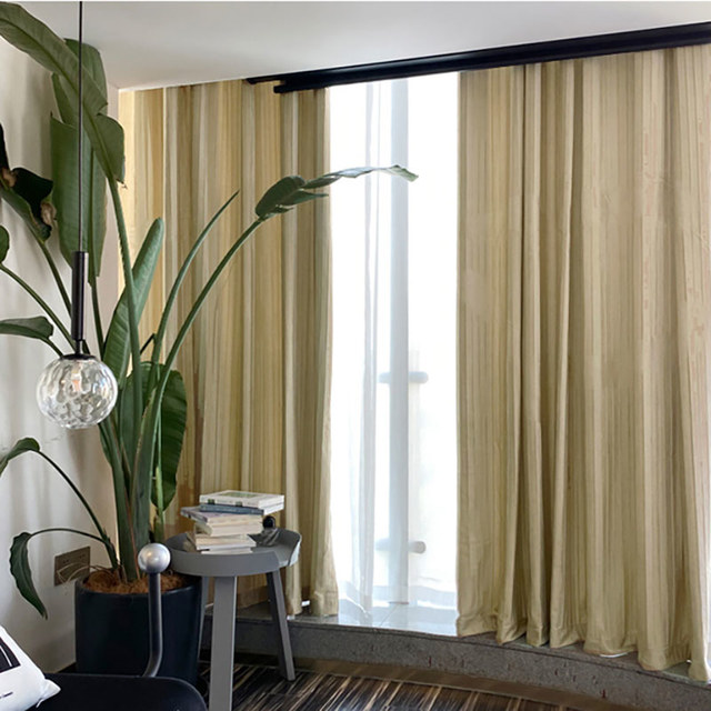 Euphoria Mocha Crushed Striped Velvet Curtains 1