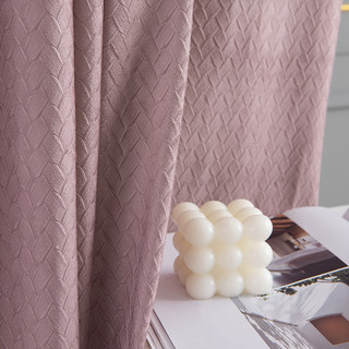 Scandinavian Basketweave Textured Pink Velvet Blackout Curtains 2