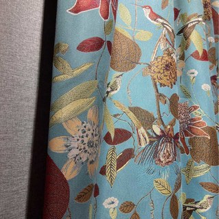 Summer Blooms Luxury Jacquard Teal Floral Blackout Curtain 6