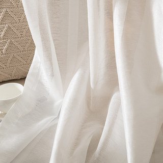 Sol Ivory White Textured Striped Heavy Voile Curtain 4