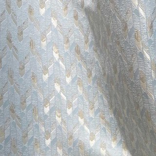 Alpine Luxury Jacquard Ice Blue Geometric Curtain with Gold Details 3