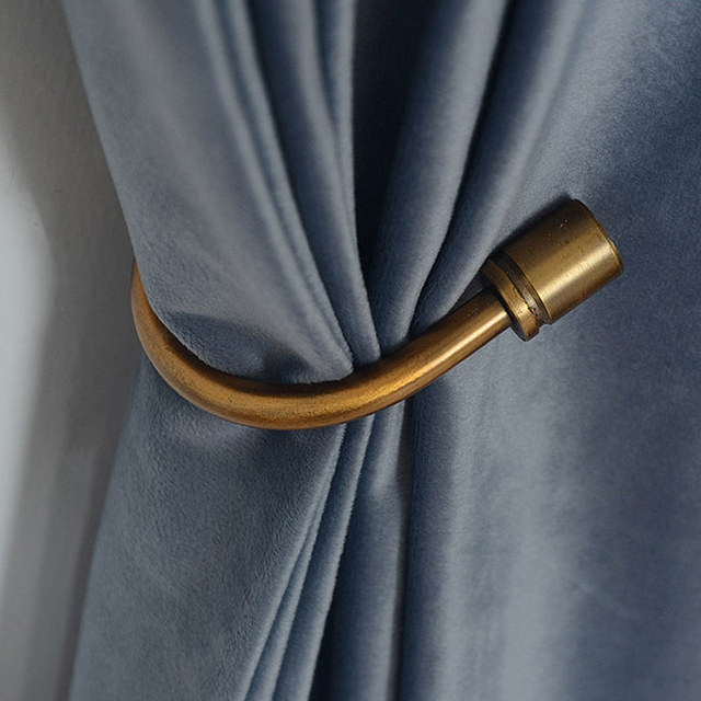 Fine Cadet Blue Velvet Curtain 1