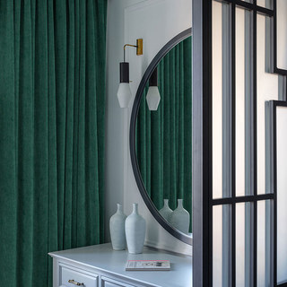 Exquisite Matte Luxury Emerald Forest Green Chenille Curtain 2