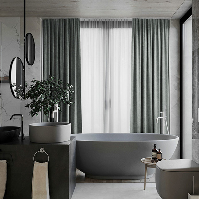 Exquisite Matte Luxury Slate Grey Chenille Curtain 1