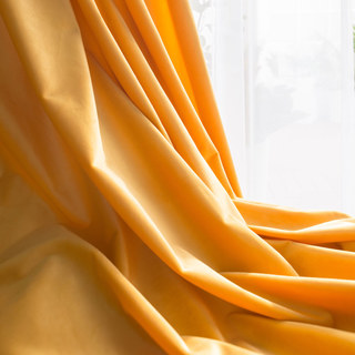 Microfibre Yellow Velvet Curtain 3