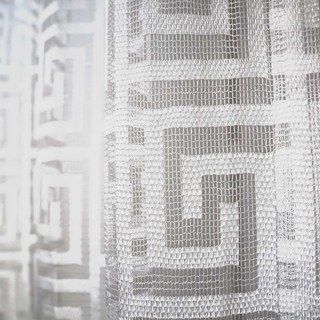 Greek Key Ivory White Mesh Net Curtain 4