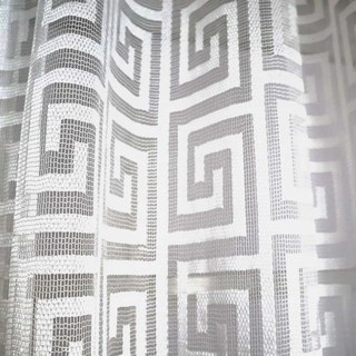 Greek Key Ivory White Mesh Net Curtain 2