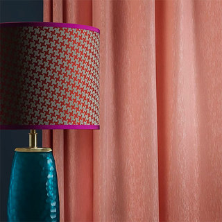 Silk Waterfall Subtle Textured Striped Shimmering Pink Coral Curtain 1