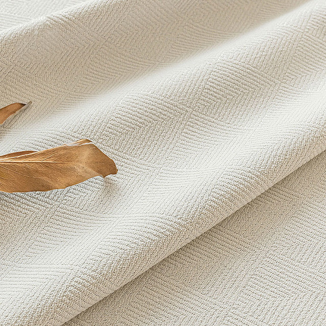 Diamond Patchwork Geometric Chenille Cream Off White Blackout Curtain 1
