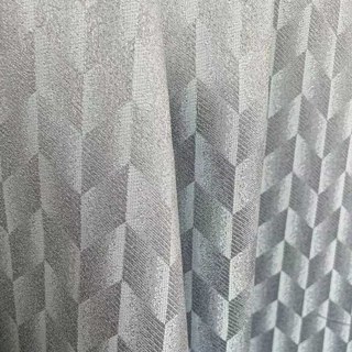 Fancy Rhombus Luxury Jacquard Geometric Grey Curtain 1