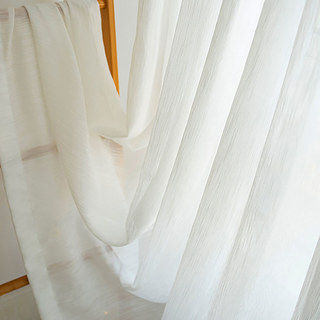 Winds in Willow Ivory White Shimmering Crinkle Crushed Sheer Curtain 7