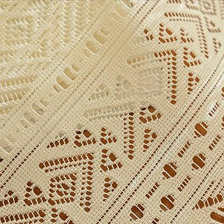 Breeze Geometric Lace Net Ivory Cream Boho Curtains 4