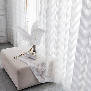 Bohemian Chic Zigzag Ivory White Voile Curtain 3
