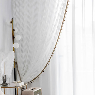 Bohemian Chic Zigzag Ivory White Voile Curtain 4