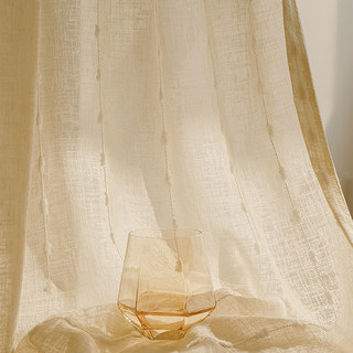 Craft Feel Textured Dot Striped Cream Sheer Curtain