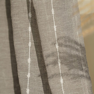 Craft Feel Textured Dot Striped Grey Sheer Curtain