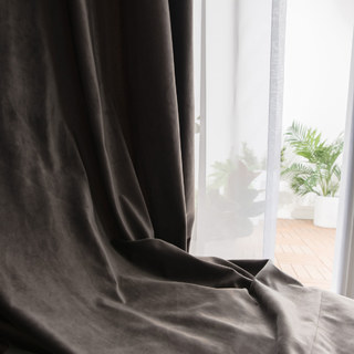 Lustrous Taupe Grey Velvet Curtain 1