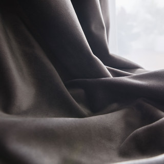 Lustrous Taupe Grey Velvet Curtain 5