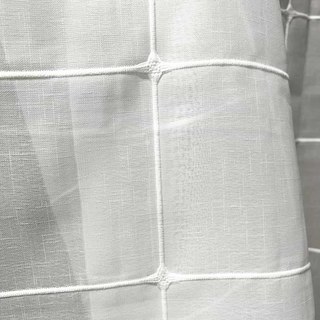 Pane Paradise Checked Grid Ivory White Voile Curtains 4