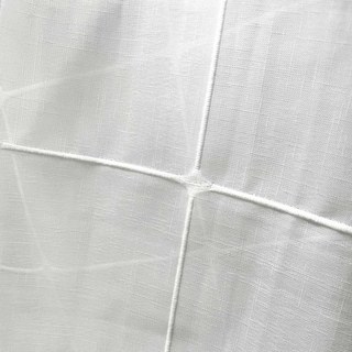 Pane Paradise Checked Grid Ivory White Voile Curtains 5