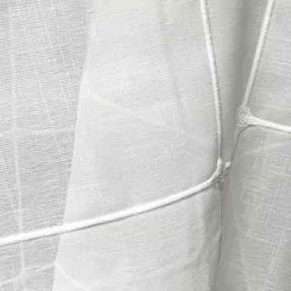 Pane Paradise Checked Grid Ivory White Voile Curtains 6