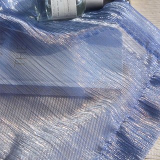 Paris Cascade Shimmering Striped Blue Sheer Curtain