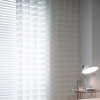 Square Lattice Fringe Trim Geometric White Sheer Curtain 4