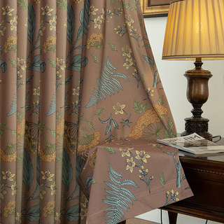 Wildflower Whispers Brown Velvet Floral Curtains