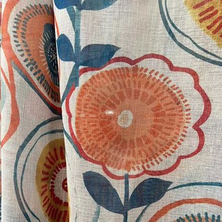 Circle Dance Multicolour Red Modern Floral Voile Curtain 6