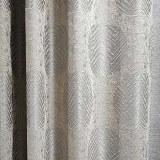 Leaf Dance Luxury Jacquard Silver Grey Curtains 3