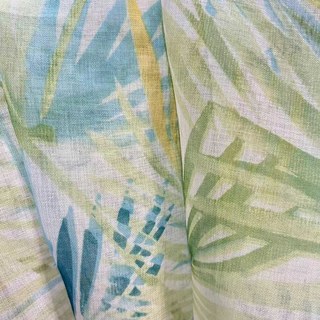 Palm Delight Tropical Leaves Green Blue Voile Curtain 3