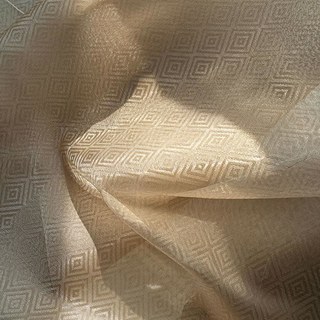 Shimmering Diamonds Geometric Coffee Brown Voile Curtains