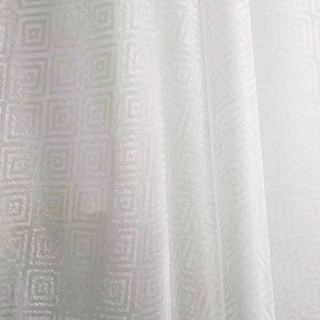 Shimmering Diamonds Geometric Ivory White Voile Curtains 3