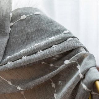 Craft Feel Textured Dot Striped Grey Sheer Curtain 3