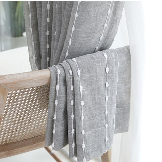 Craft Feel Textured Dot Striped Grey Sheer Curtain 4