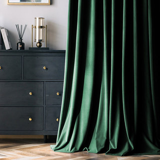 Premium Deep Forest Emerald Green Velvet Curtain