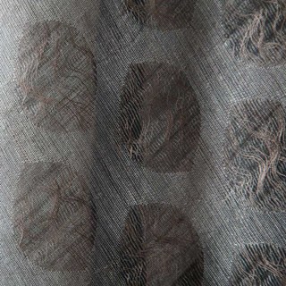 Ethereal Leaf Luxury Jacquard Coffee Brown Geometric Dotted Voile Curtains 3