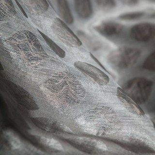 Ethereal Leaf Luxury Jacquard Coffee Brown Geometric Dotted Voile Curtains